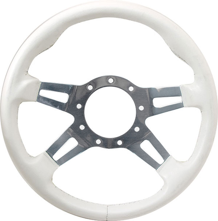 13" White Grip / Polished Spoke F9 Split Spoke Steering Wheel Hardin