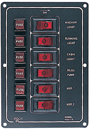 6 Switch Illiminated Switch Panel, Vertical