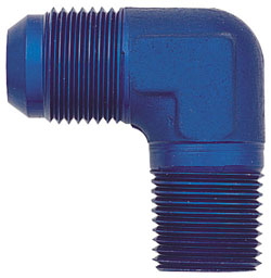 Blue 90 Degree Male AN Flare to NPT Pipe Adapter