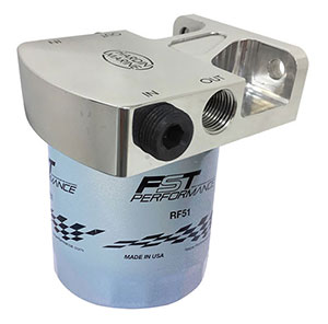 High Volume Outboard Fuel Filter Head Kit and Bracket 1/2" NPT Inlet and Outlet - Polished