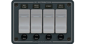 Blue Sea Systems 8262 Contura Water Resistant 12v Dc 4 Position Panel, Gray