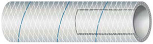 Clear Reinforced PVC Tubing, 1/2" x 25 ' w/Blue Tracer"