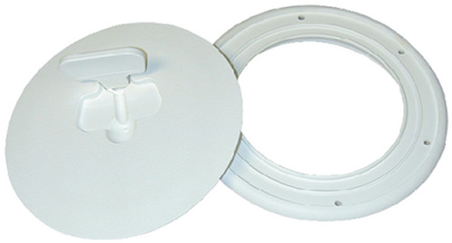 Beckson Screw Out Deck Plate With Standard Trim Ring, Dimple Center
