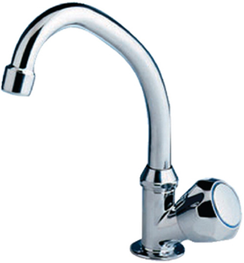 Scandvik 10172 Chrome Plated Brass Standard Cold Water Tap With Swivel Spout and Standard Knob