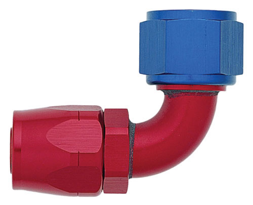Red/Blue 90 Degree Non-Swivel AN Hose End