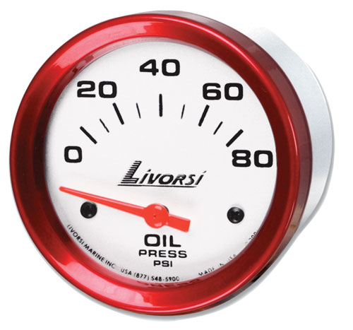 Livorsi 0-80 PSI Oil Pressure Gauge Mega & Race Rim 2-1/16"