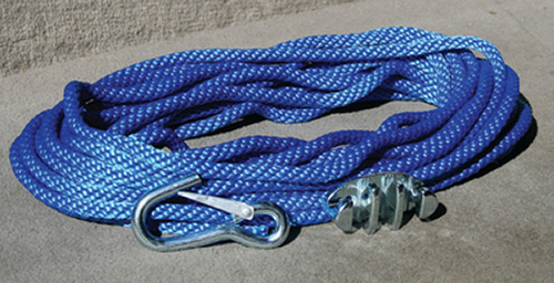 Panther Blue Polypropylene 3/8" Anchor Rope Includes No-Tie Rope Cleat and Snap Hook"