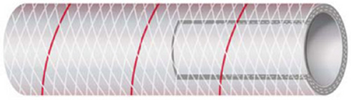 Clear Reinforced PVC Tubing, 3/4" x 50' w/Red Tracer"
