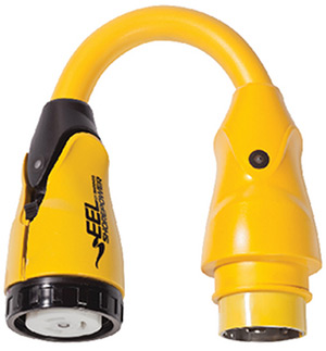 Marinco P504-503 Eel Pigtail Adapter Dock Side Male 50a 125/250v Locking To Boat Side Female 50a 125v Locking With Sealing Collar System