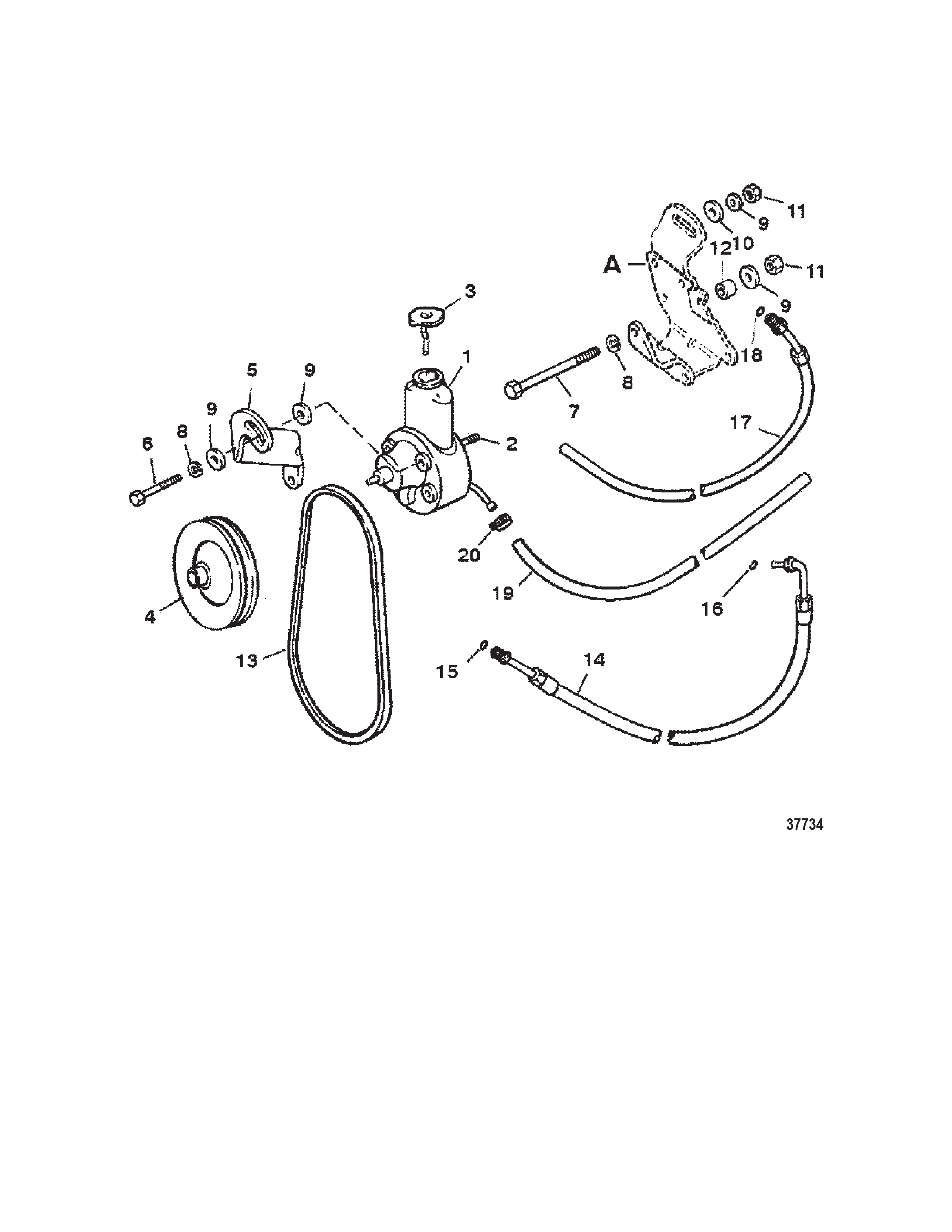 350 Mag Alpha GM V-8 1987-1995 - Serial 0B525982 Thru 0F600999 - Power Steering Components (Stamped Mounting Bracket)