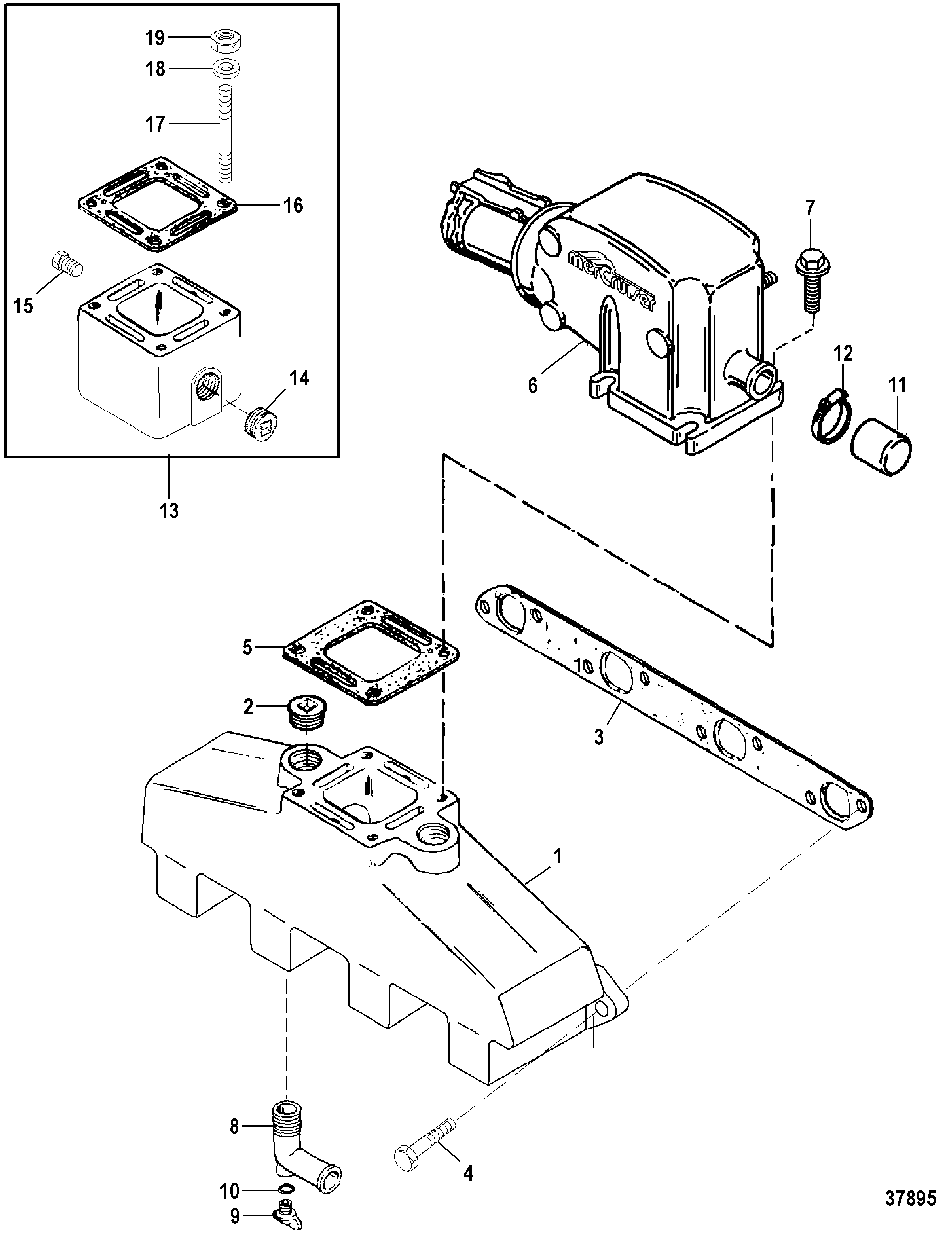 7.4L Bravo (Gen 6) GM 454 V-8 1996-1997 - Serial 0F800700 Thru 0K999999 - Exhaust Manifold And Exhaust Elbow (454 Magnum)