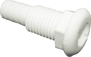 T-H Marine Straight Extra Short Thru-Hull Fitting For Hose 1-1/2", White"