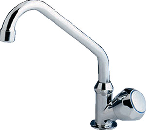 Scandvik 10169 Standard Cold Water Tap With Double Bend Swivel Spout, Standard Knob