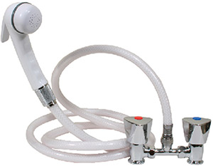 Scandvik Euro Shower Kit,  White Sprayer With White Hose and Triangle Knobs