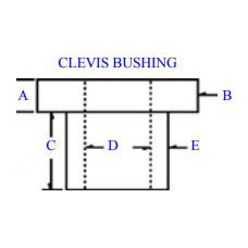 Clevis Bushing A .214” Thick, B 1.453” OD, C .533” Long, D .450” ID, E 1.133” OD, H/T 0.940