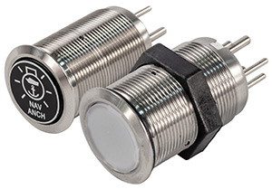 Bluewater 22mm LED Lit Adjustable Breaker Electronic Push Button Switches with Label Options