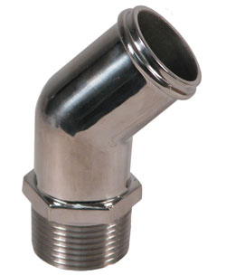 Custom Handcrafted Stainless Fitting 1" NPT To 1-1/4" 45 Degree