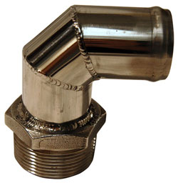 Custom Handcrafted Stainless Fitting 1-1/4" NPT X 1-1/4" Hose 90°