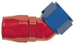 Red/Blue 45 Degree Double-Swivel Forged AN Hose End