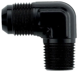 Black 90 Degree Male AN Flare to NPT Pipe Adapter