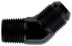 Black 45 Degree Male AN Flare to NPT Pipe Adapter