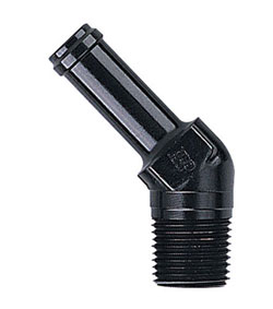 Black 45 Degree Male NPT to SS/Nylon Hose Fittings