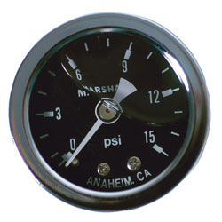 1-1/2" 0-15 PSI Mini Liquid Filled Fuel Pressure Gauge