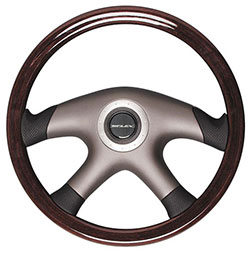 Polished Mahogany Steering Wheel, 14.1" Diameter