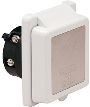 Marinco 50 Amp 125v Power Inlet With Stainless Steel Trim Without Rear Safety Enclosure
