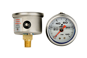 Aeromotiove 1-1/2" 0-100 PSI Mini Liquid Filled Fuel Pressure Gauge