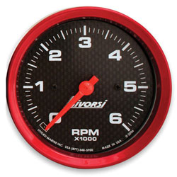 Livorsi 3-3/8" Mega or Race Series 0-6000 RPM Tachometer with Plug-In Connectors