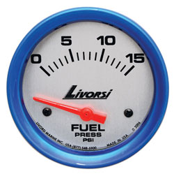 Livorsi 0-15 PSI Fuel Pressure Gauge Mega & Race Rim 2-5/8"