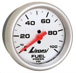 Livorsi 0-100 PSI Fuel Pressure Gauge Mega & Race Rim 2-1/16"