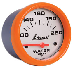Livorsi Water Temperature Gauge 100-280F Mega & Race Rim 2-1/16"