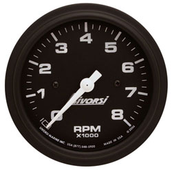 Livorsi 3-3/8" Mega or Race Series 0-6000 RPM Tachometer with Plug-In Connectors