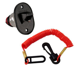 thumbnail image 2 of Marine Kill Switch With Gray Cap And Coiled Lanyard - 12V 15A, Universal Fit 2 of 5