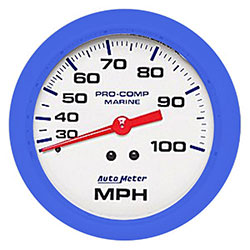 Autometer Marine Analog Speedometer, Liquid Pitot Operation, 100 MPH, 3-3/8"