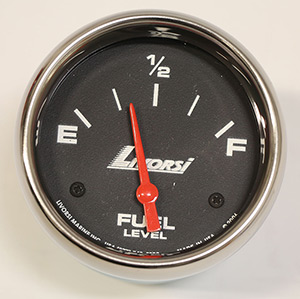 2-5/8" Electric 240-33 OHM Fuel Level Gauge, Black Face, Polished SS Mega Rim