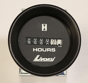 2-1/16" Hourmeter, Black Face, Black Race Rim