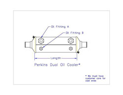 Perkins Dual Oil Cooler 2 x 9 x 1-1/2H x 3/8F x 3/4F. Must have customer core.