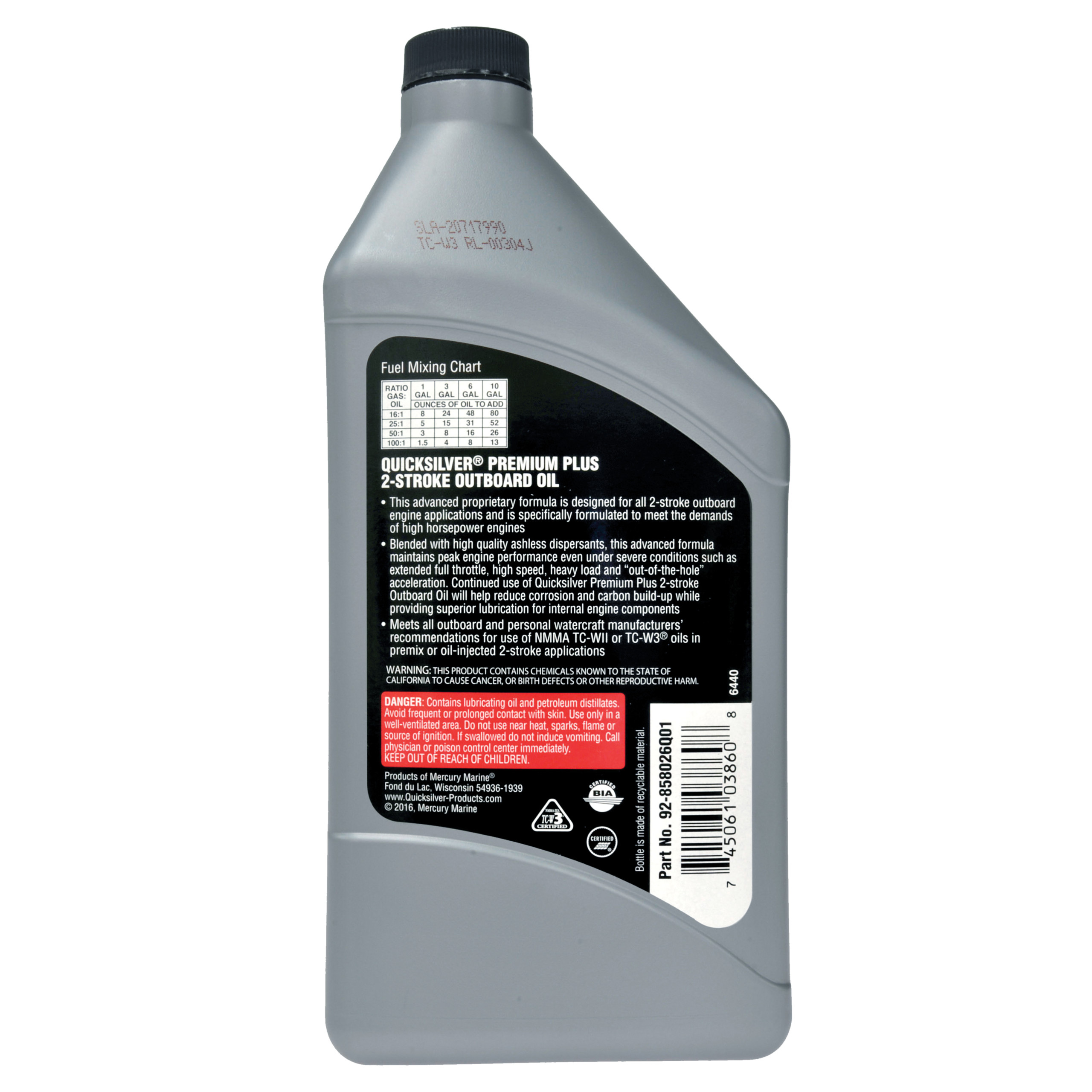 Hardin Marine - 858026Q01 Premium Plus Two-Cycle TC-W3 Oil
