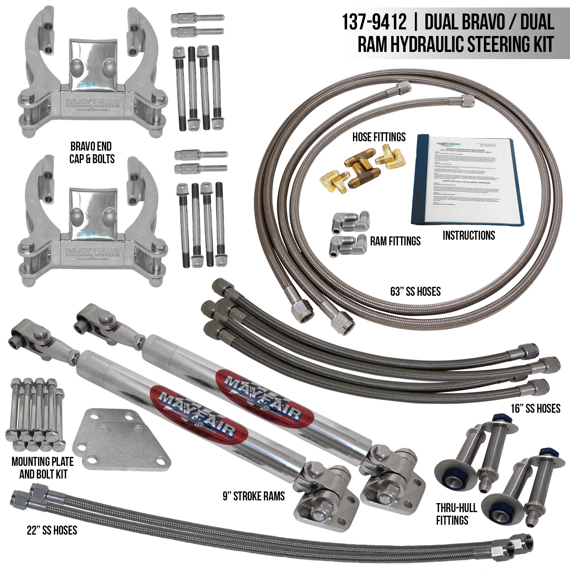 Mayfair Dual Bravo/Dual Ram Add-On Hydraulic Steering Kit - Hardin