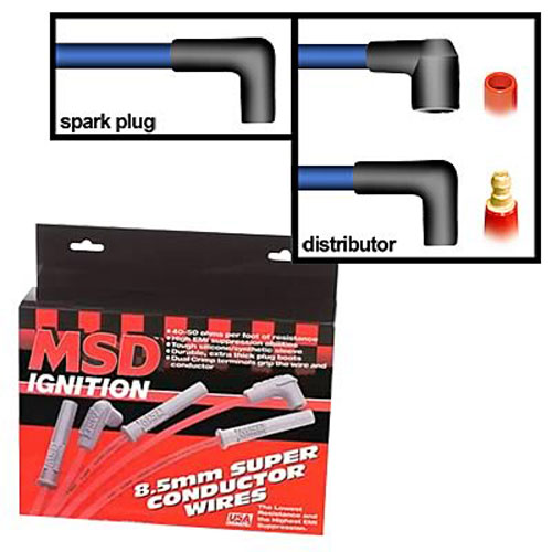 MSD Super Conductor 8.5 MM Universal 2 in 1 Spark Plug Wire Set - 90 Degree  Plug Ends