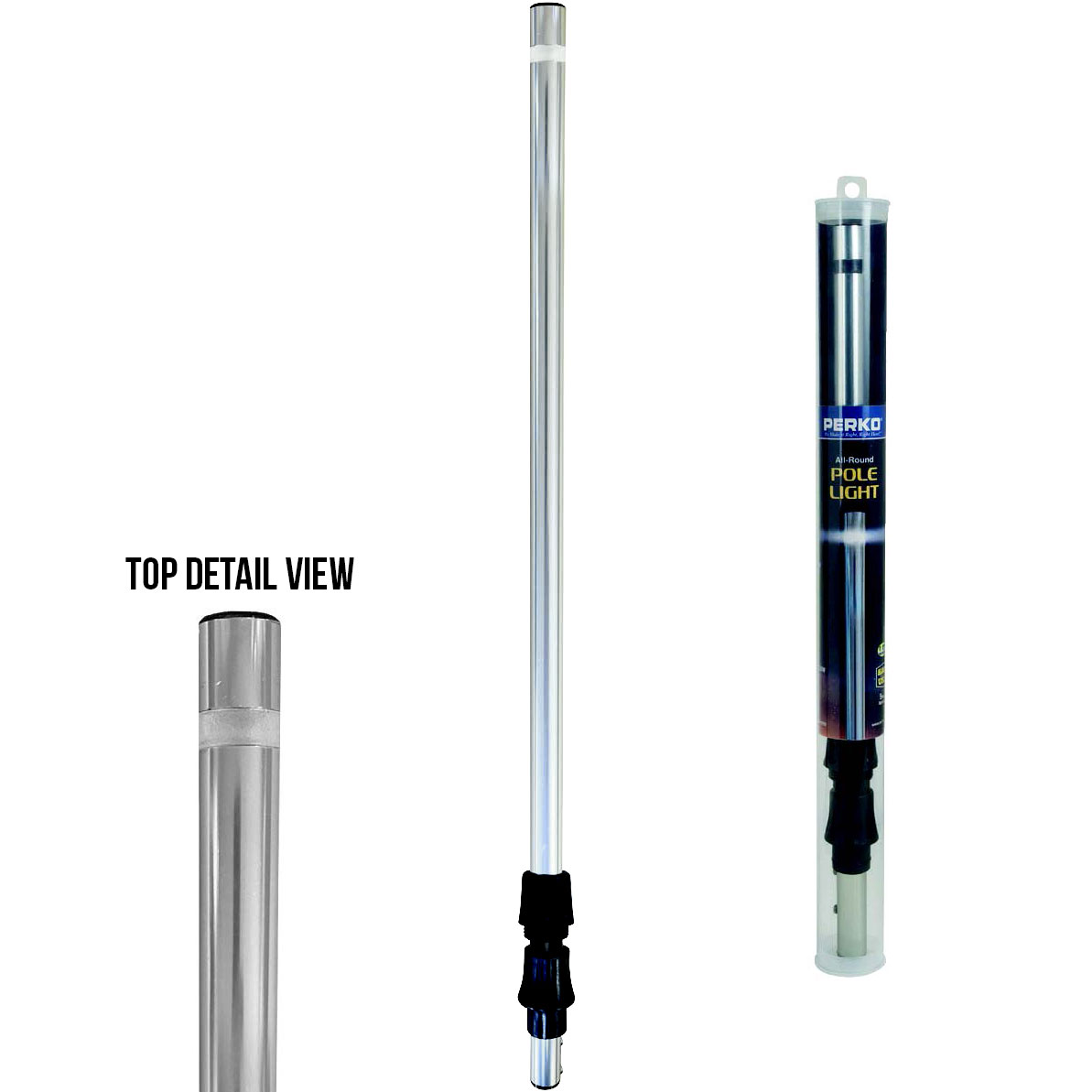 Perko 48-Inch Closed Top All Around Light Pole – 5 Degree, White, For Boats Up To 20 Meters