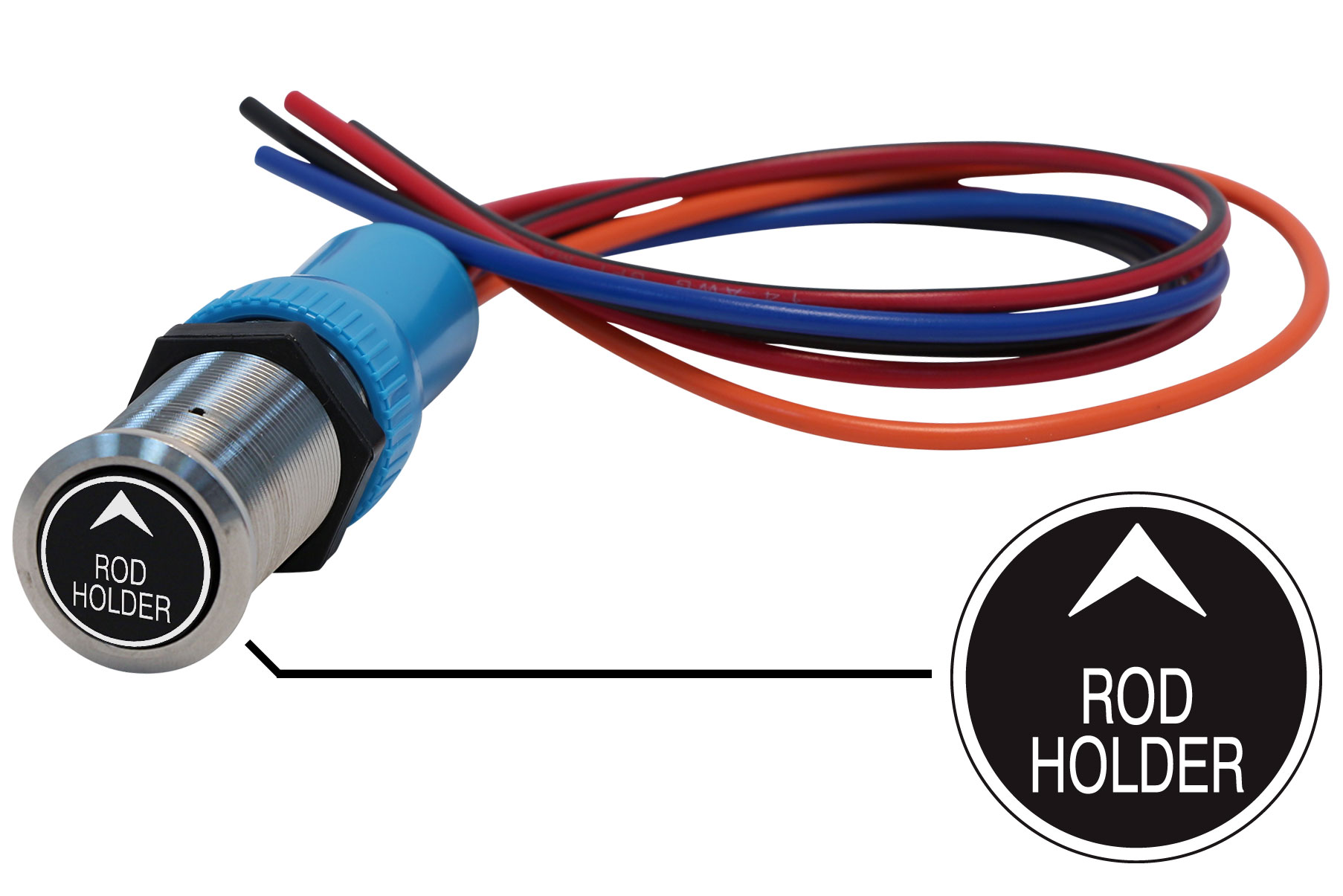 Bluewater 22mm Switch and 36 Inch Harness with Rod Holder Up Laser Logo,  Momentary On Off Function