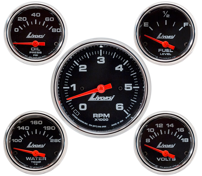 Hardin Marine Livorsi Standard Size Single Inboard Engine Five Gauge Kit