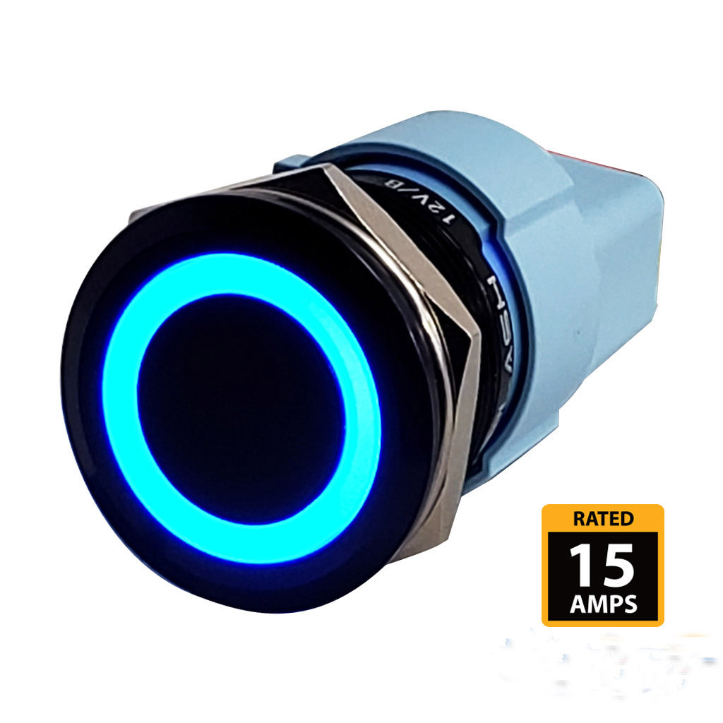 Hardin Marine - Push Button Illuminated Switch-Black Anodized- 15A