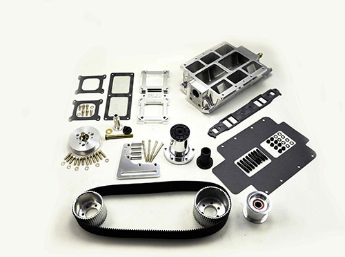 Small Block Chevy Chevy Std Port Polished 6 Rib Accessory Kit (8-71 Front Offset)