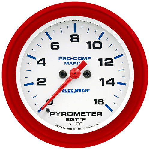 0-1600 Degree Electric Pyrometer Gauge 2-5/8" - Custom Colored Rims