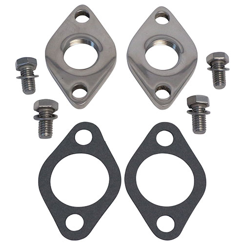 Polished Billet Aluminum Big Block Chevy Water Inlet Plates - 3/4" NPT